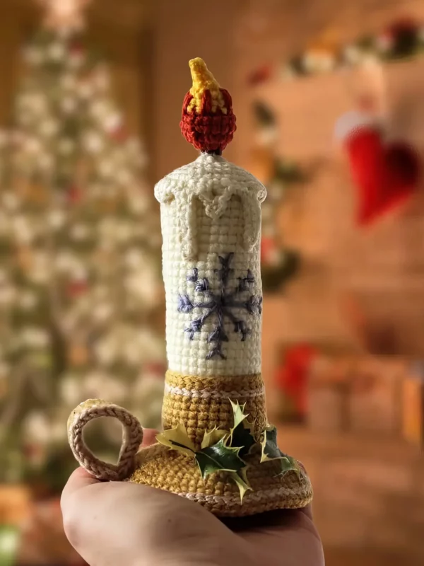 Snowflake Christmas Candle Free Crochet Pattern