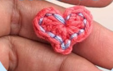 Using blue thread, embroider lines around the fins