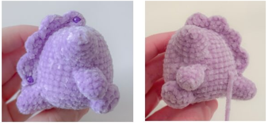 Align the long spike between the ears starting at row 1 of the body