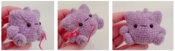 add color to the eyes begin with a strand of red thread