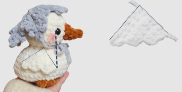 Align the wing to the body for sewing.