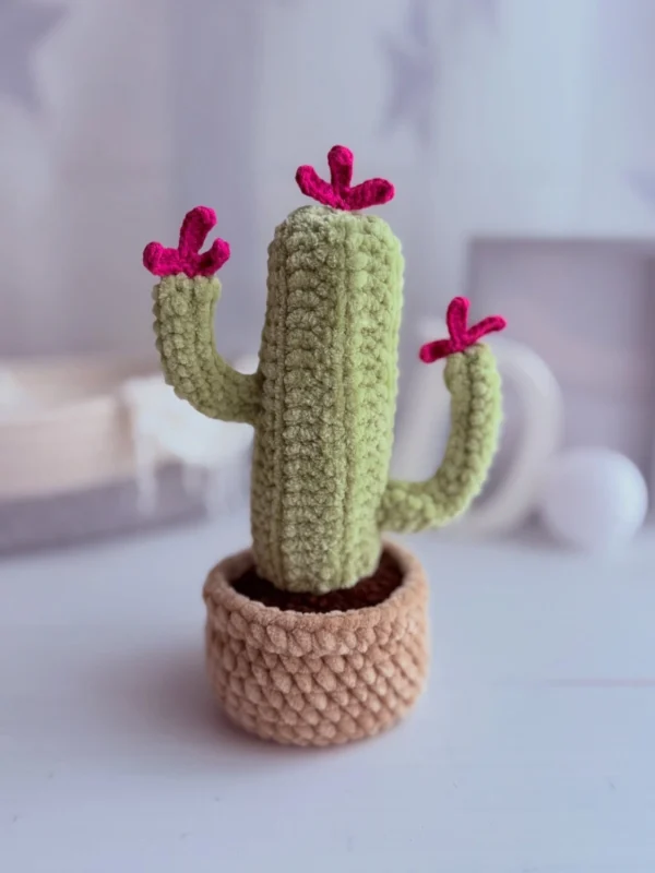 Cozy Velvet Cactus in a Pot Free Crochet Pattern