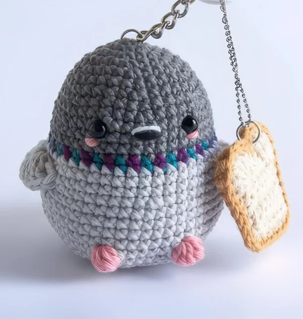 Little Pigeon & Toast Keychain Free Crochet Pattern