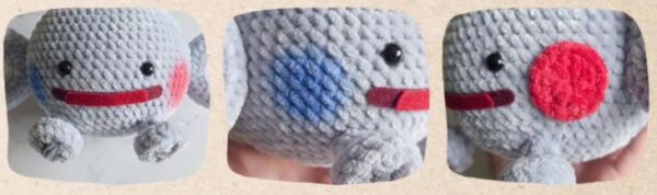 Add red and blue eyeshadow between mouth and magnets