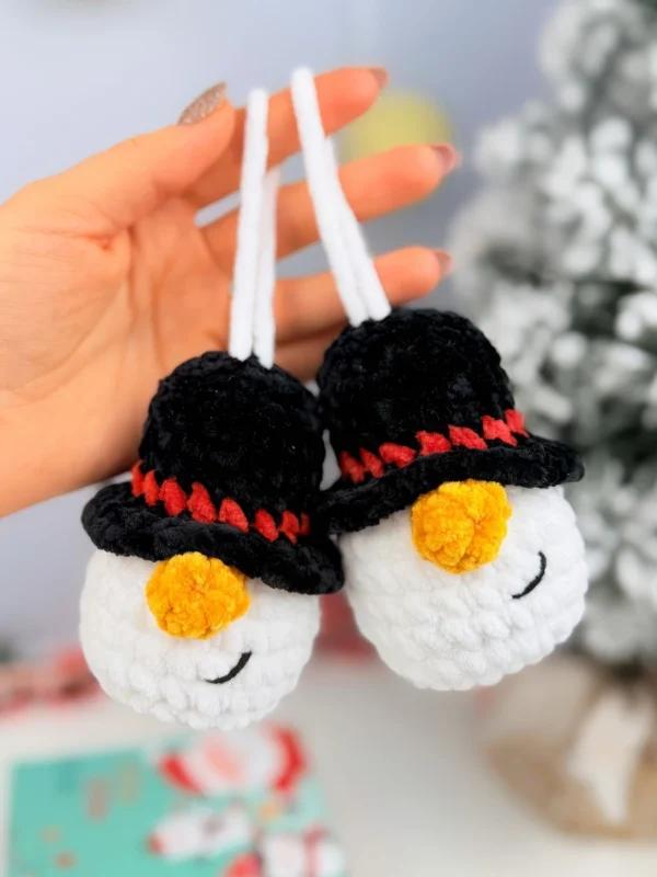 Cute Snowman Christmas Ornament Free Crochet Pattern