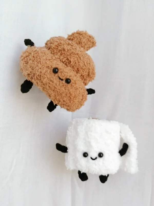 Fluffy Poop & Toilet Paper Duo Free Crochet Pattern
