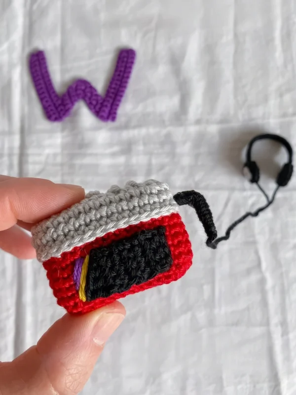 Mini Retro Walkman with Headphones Free Crochet Pattern